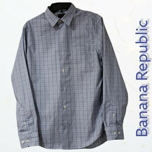 Banana Republic Non-Iron Slim Fit S 14-14 1/2 LS Plaid Dress Shirt NWOT